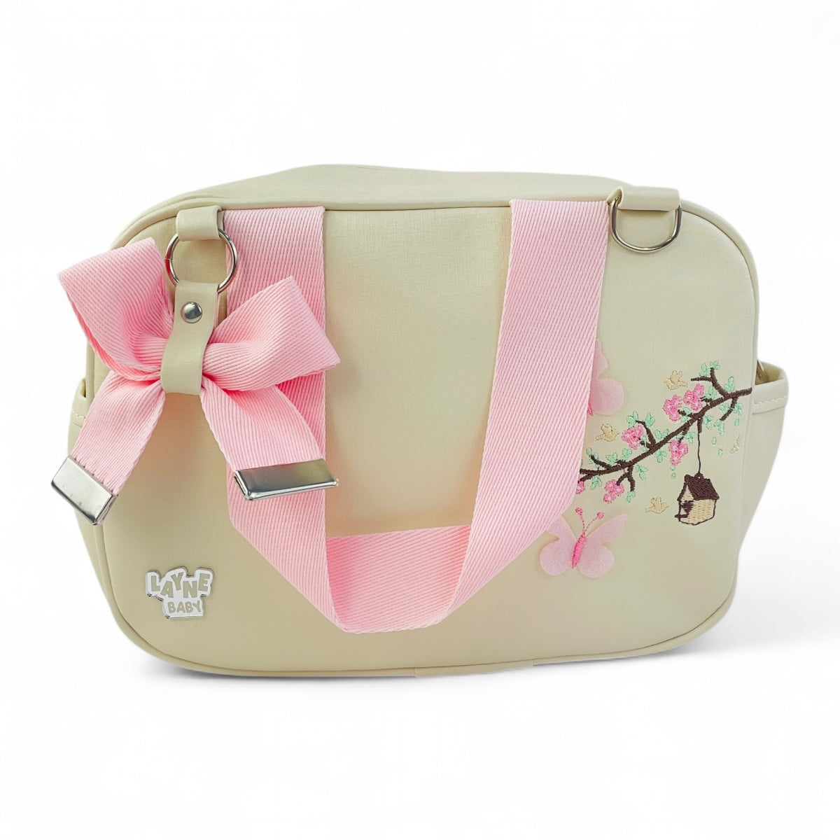 Kit Bolsas Layne Baby Bordada Perolada Borboletas 2 Pcs