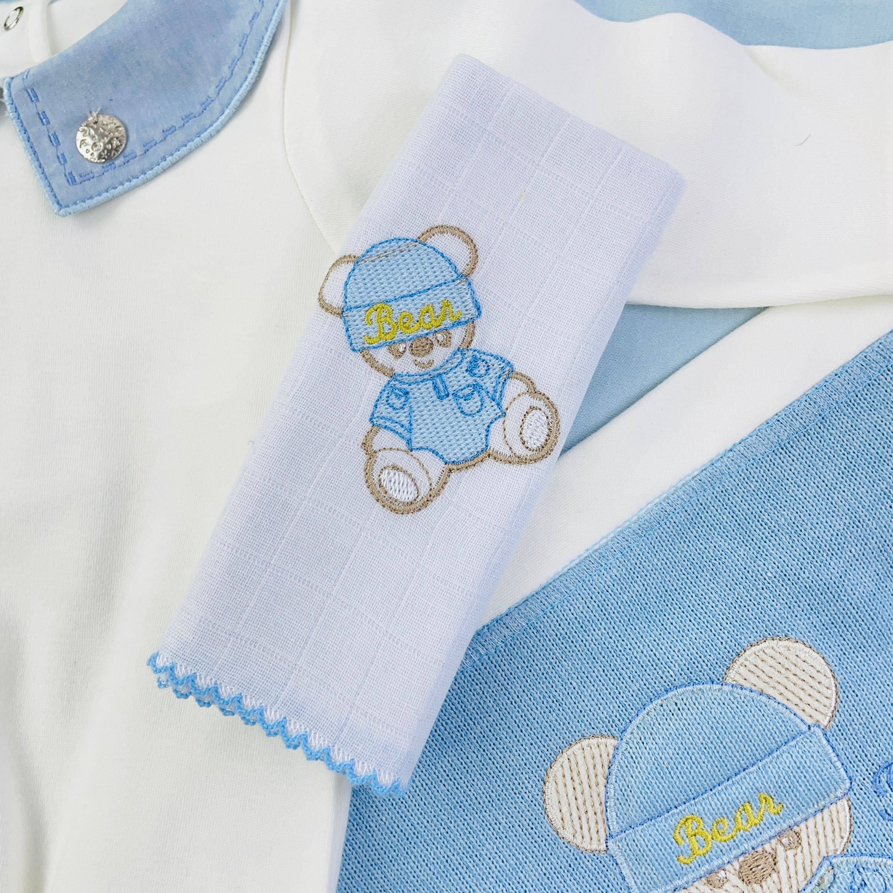 Saída De Maternidade Pipoquinhas Baby Menino Sueter Tricot Bear Boy 5 Peças