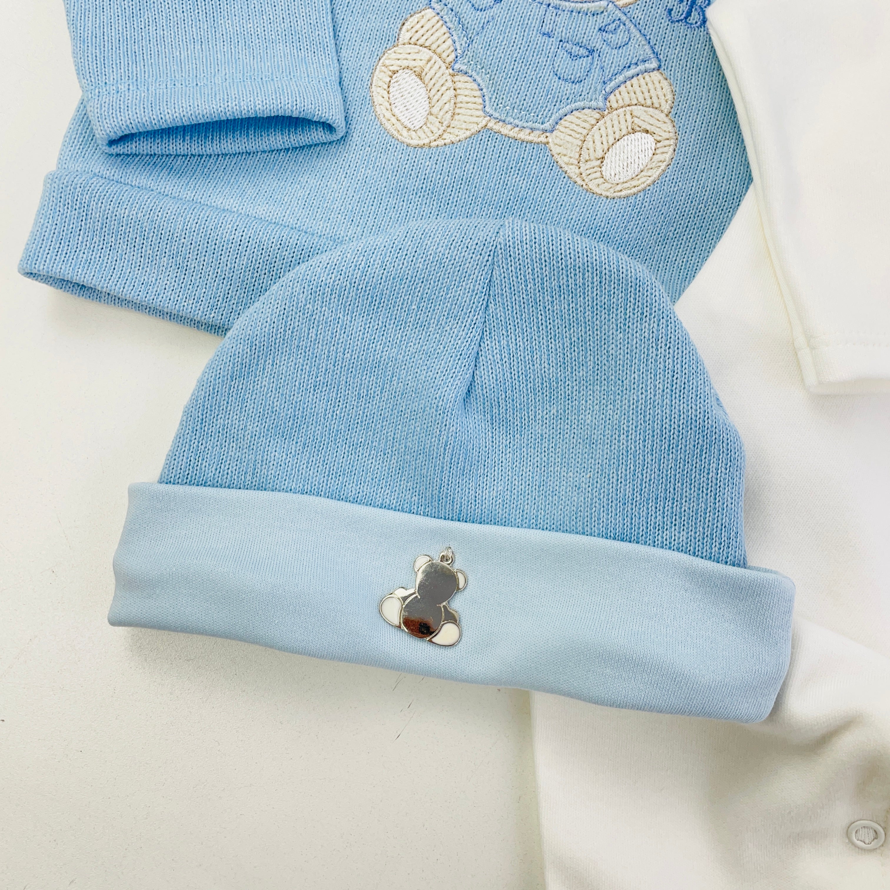Saída De Maternidade Pipoquinhas Baby Menino Sueter Tricot Bear Boy 5 Peças