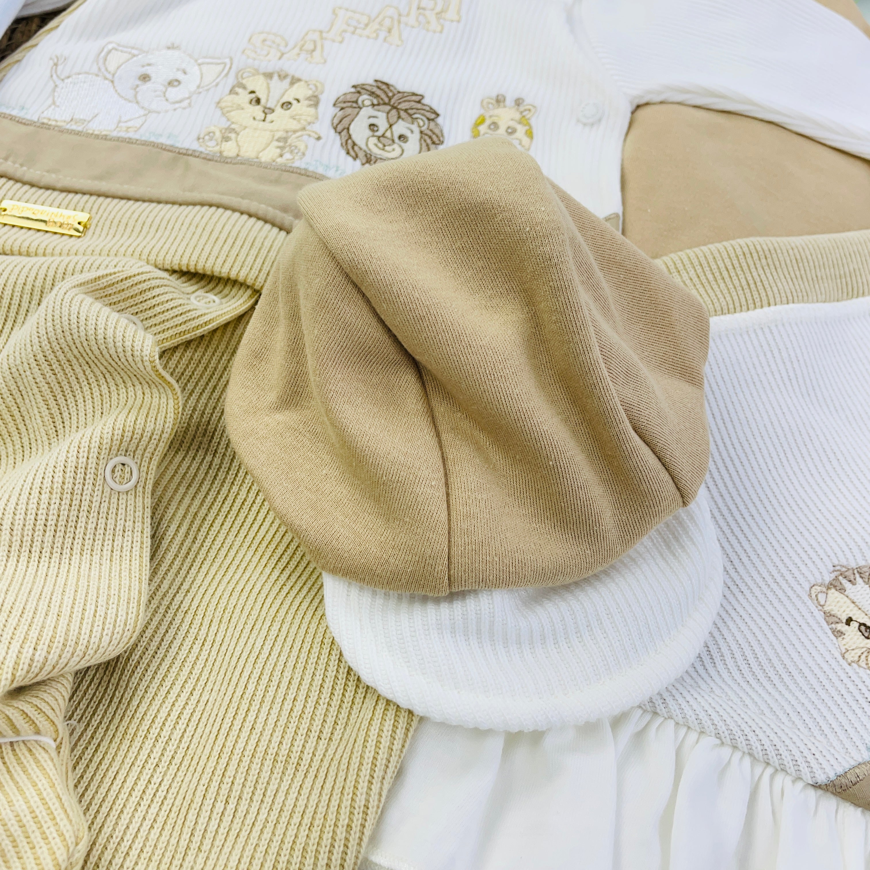 Saída De Maternidade Pipoquinhas Baby Menino Tricot Bichinhos Safari 4 Peças
