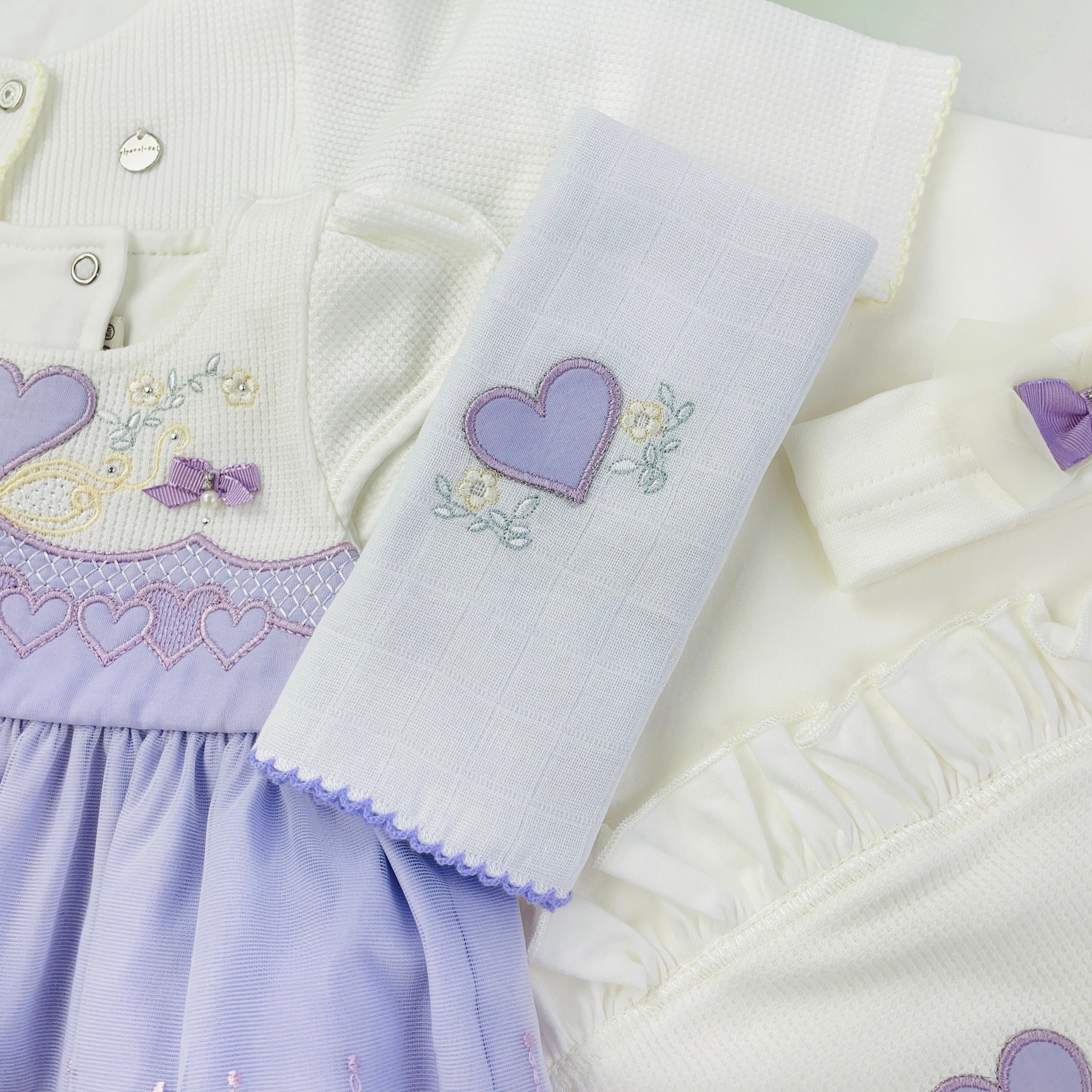 Saída De Maternidade Pipoquinhas Baby Menina Vestido Tule Coração 5 Peças