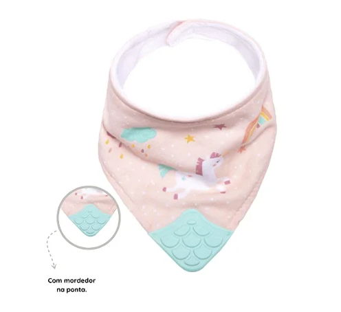 Bandana com Mordedor Bebê Buba Algodão Forro Antiumidade
