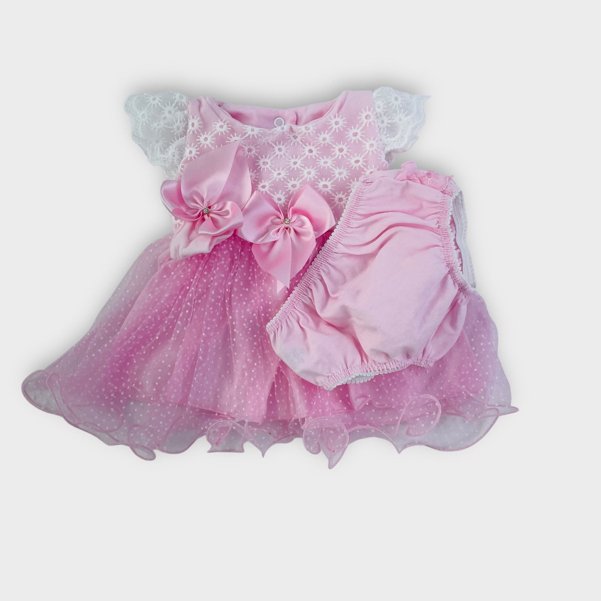 Saída De Maternidade Djiele Renda Poá 4 Peças Luxo