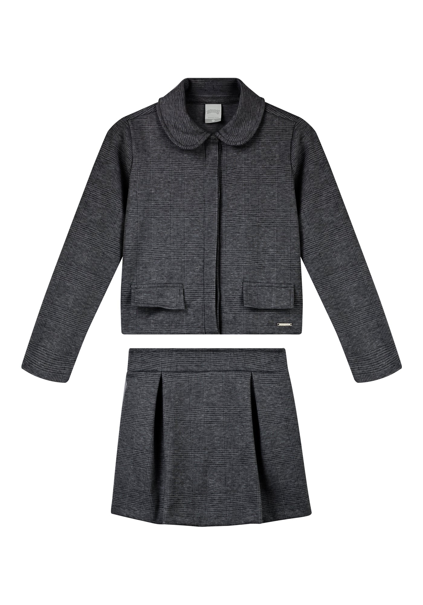 Conjunto Infantil Feminino Alakazoo em Malha Jacquard com Blazer e Saia