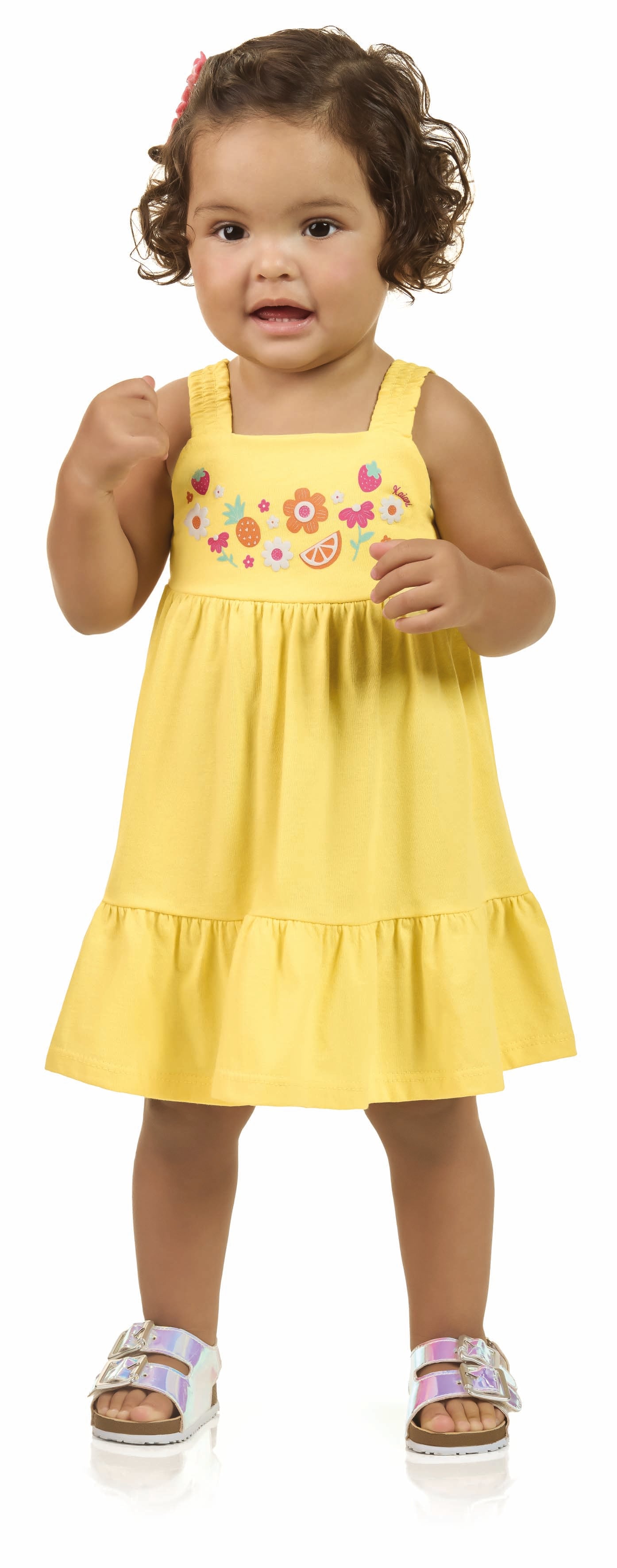 Vestido Infantil Kaiani Flores e Frutinhas – conforto e charme para o dia a dia