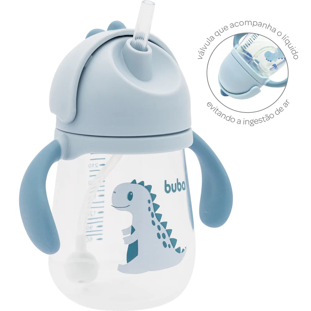 Copo com Alça Removível Dino Rosa – Buba | 240 ml | BPA Free