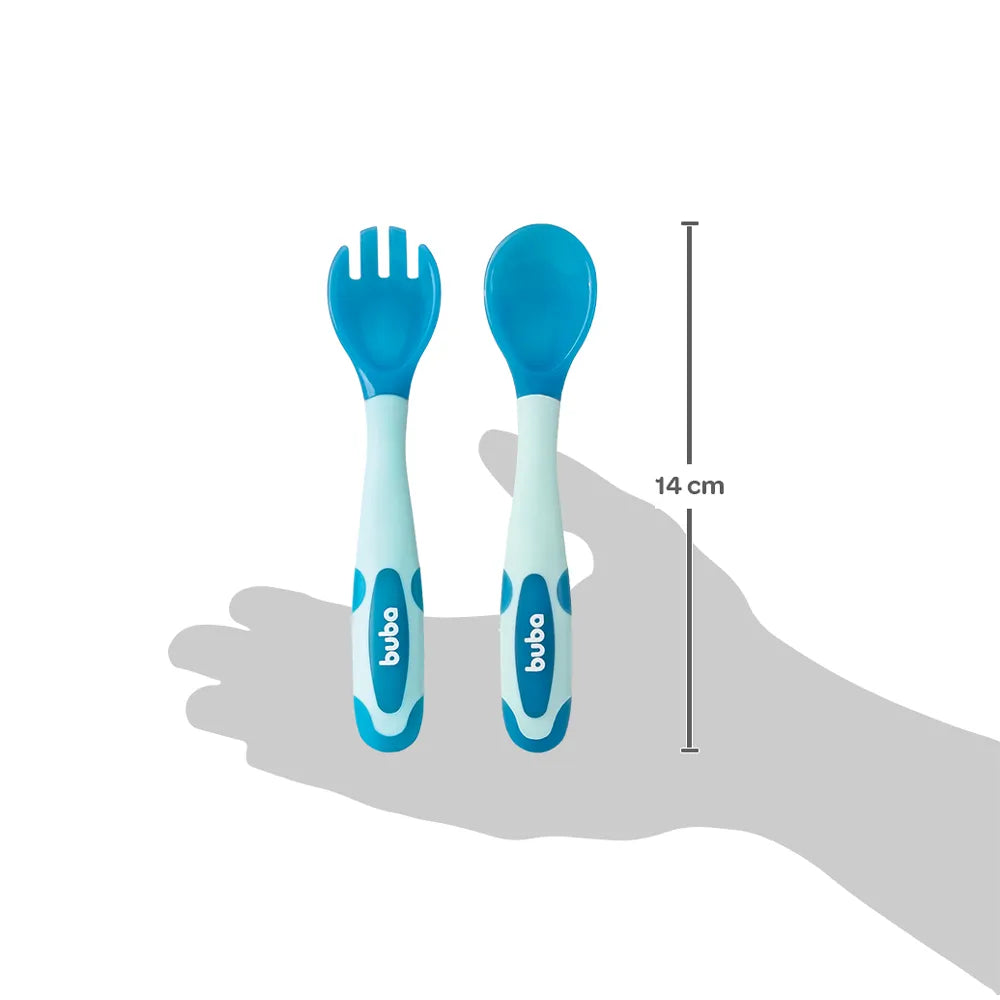 Kit Talheres Buba Baby Termossensível e Flexível Garfo e Colher +6 Meses