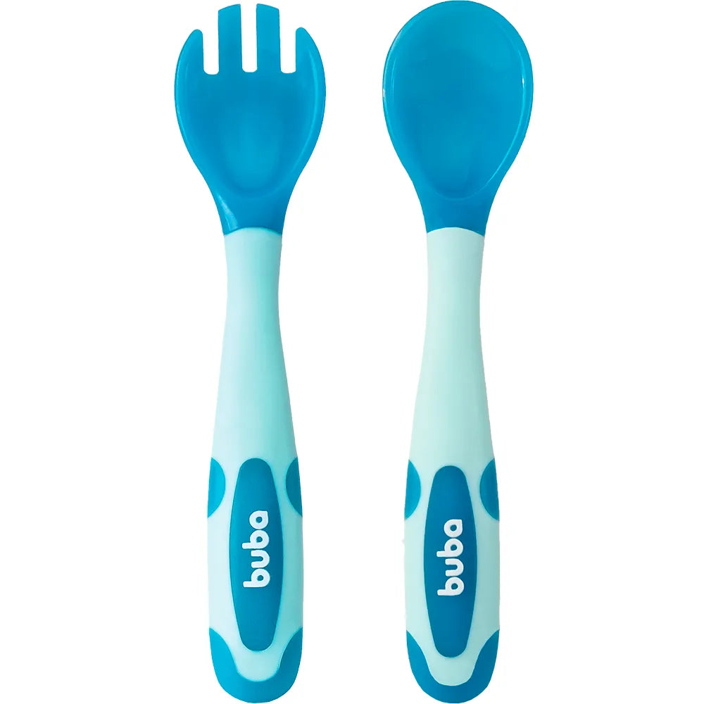 Kit Talheres Buba Baby Termossensível e Flexível Garfo e Colher +6 Meses