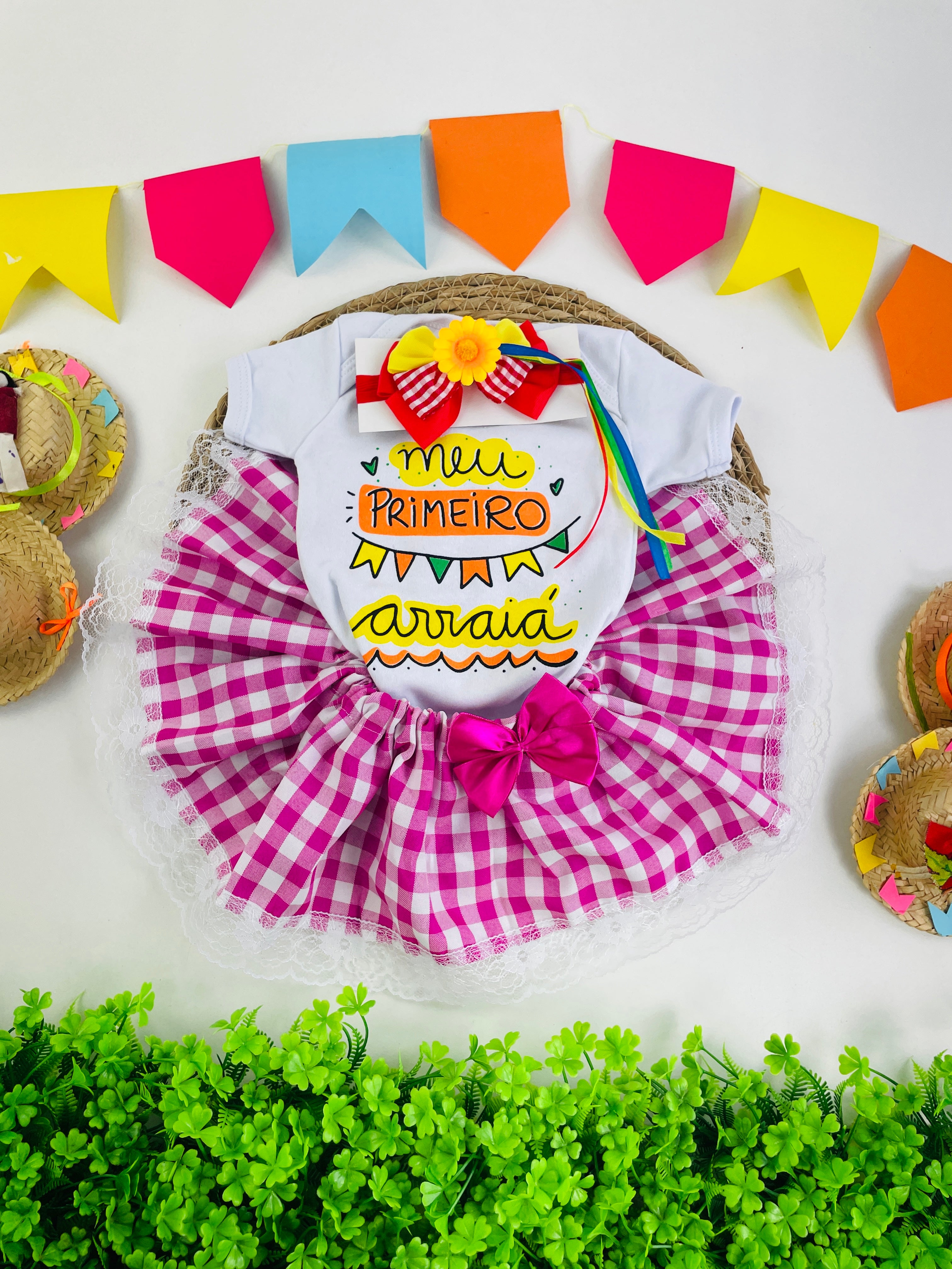 Look completo Body + Saia + Faixa de cabelo Festa Junina