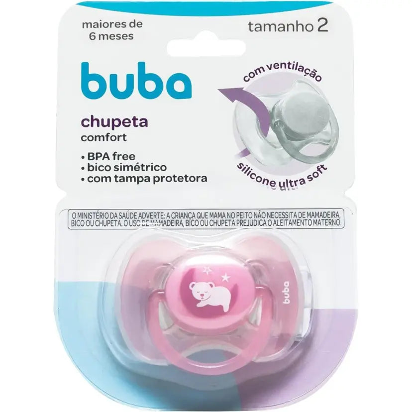 Chupeta Buba Comfort Ursinho Silicone Ultra Soft (Tamanhos 1 e 2)
