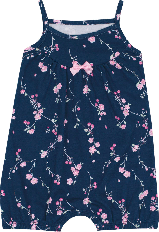 Macacão Bebê Feminino Kiko Baby Curto Estilo Romper Florzinhas
