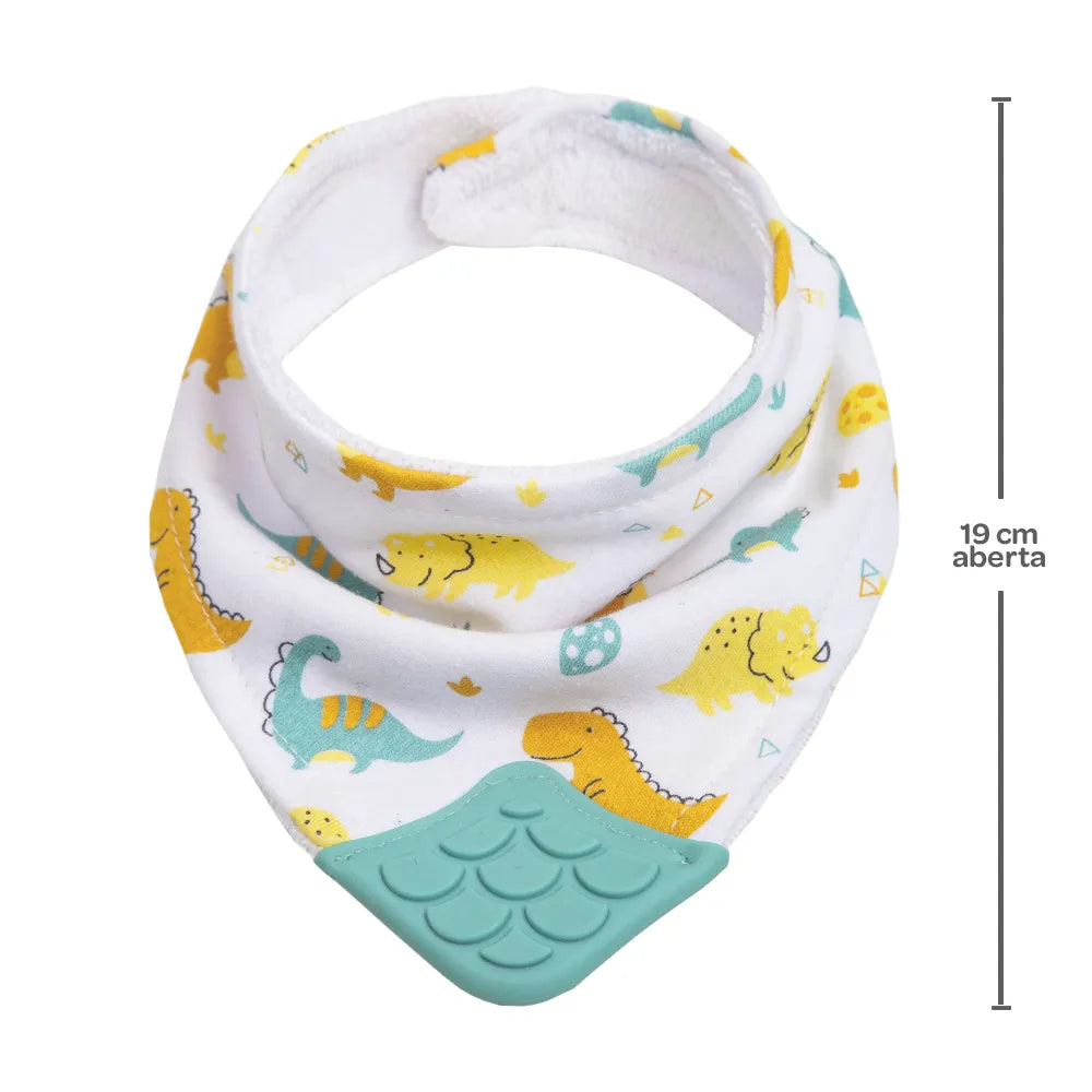 Babador Bandana Infantil Buba Estampado com Mordedor e Velcro +4 Meses