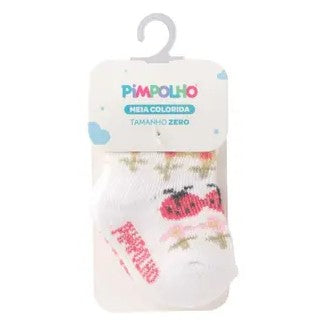 Meia Cano Alto Zero Feminina Pimpolho Colorida para Bebê