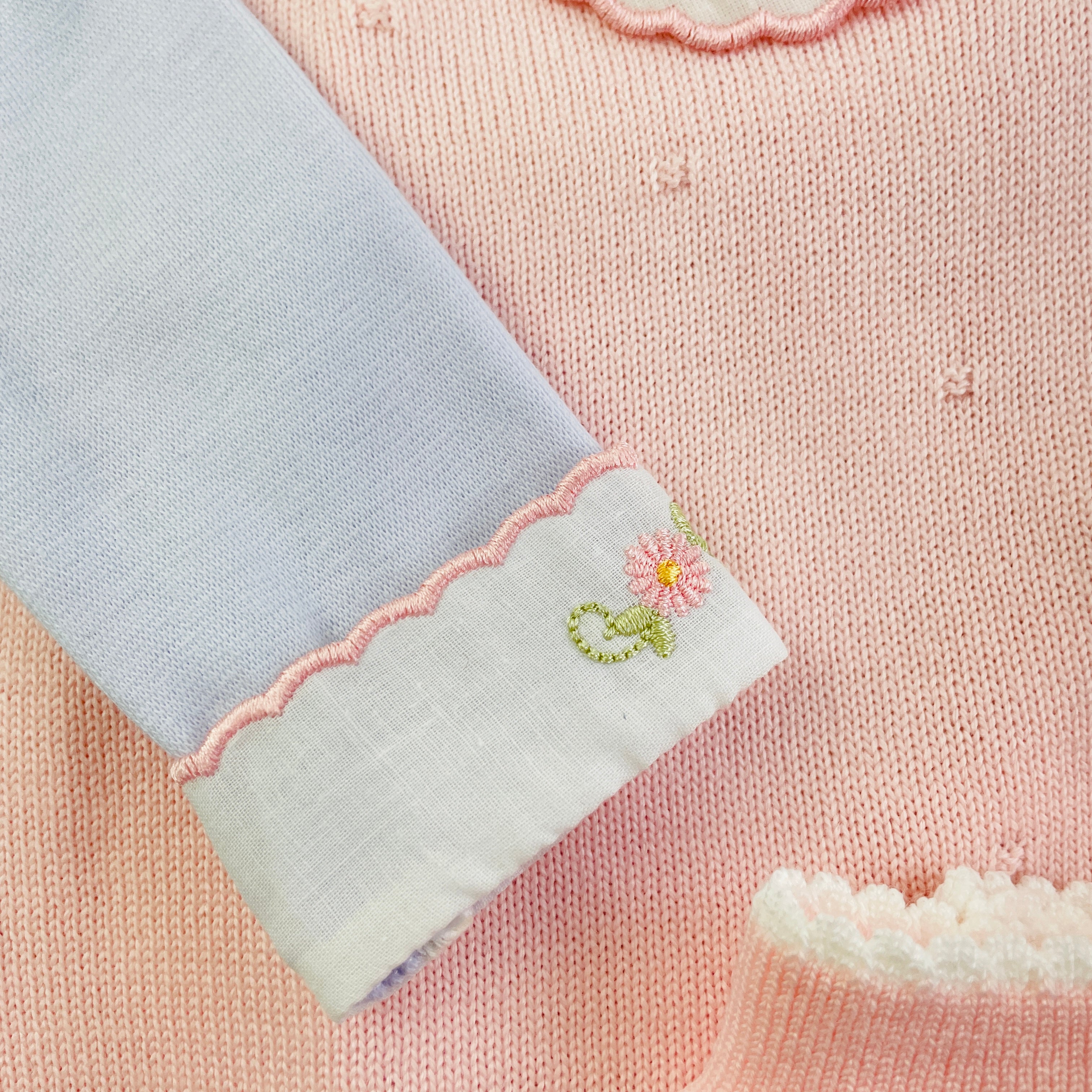 Saida De Maternidade Sanches Baby Bordada Em Tricot 6 Peças