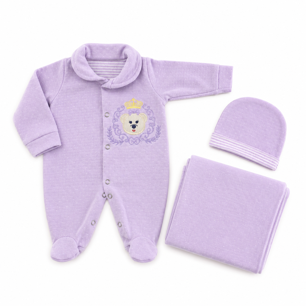 Saída de Maternidade Zuraffa Baby Malha Dupla Face Prematuro 3 Peças