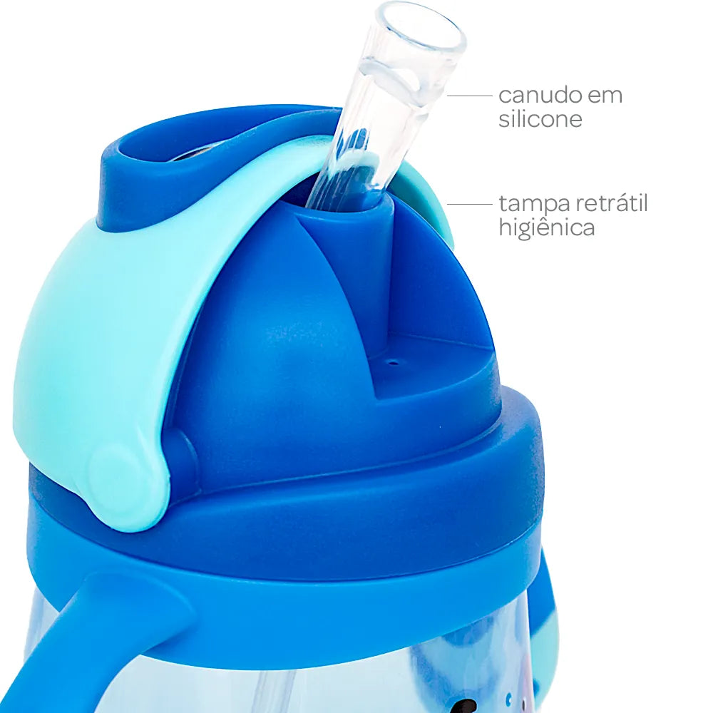 Copo Infantil Buba Mergulho 300 ml com Canudo de Silicone e Alça +12 Meses