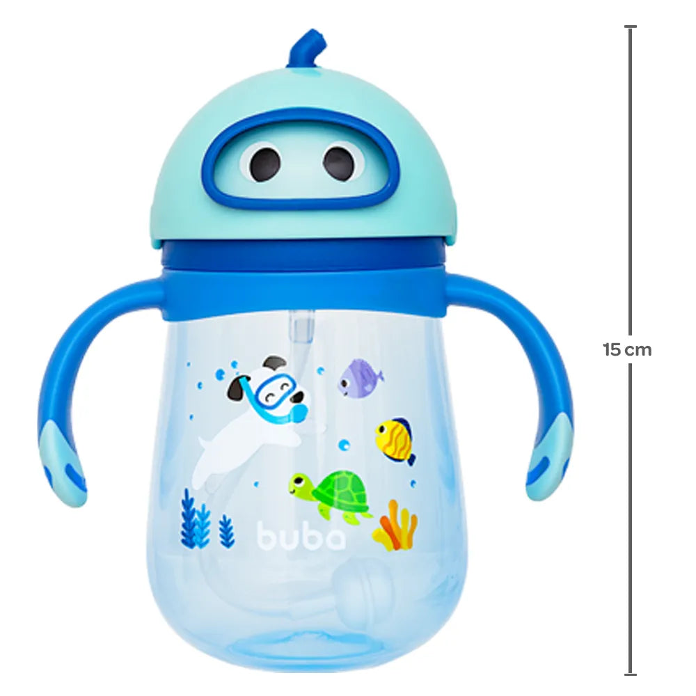 Copo Infantil Buba Mergulho 300 ml com Canudo de Silicone e Alça +12 Meses