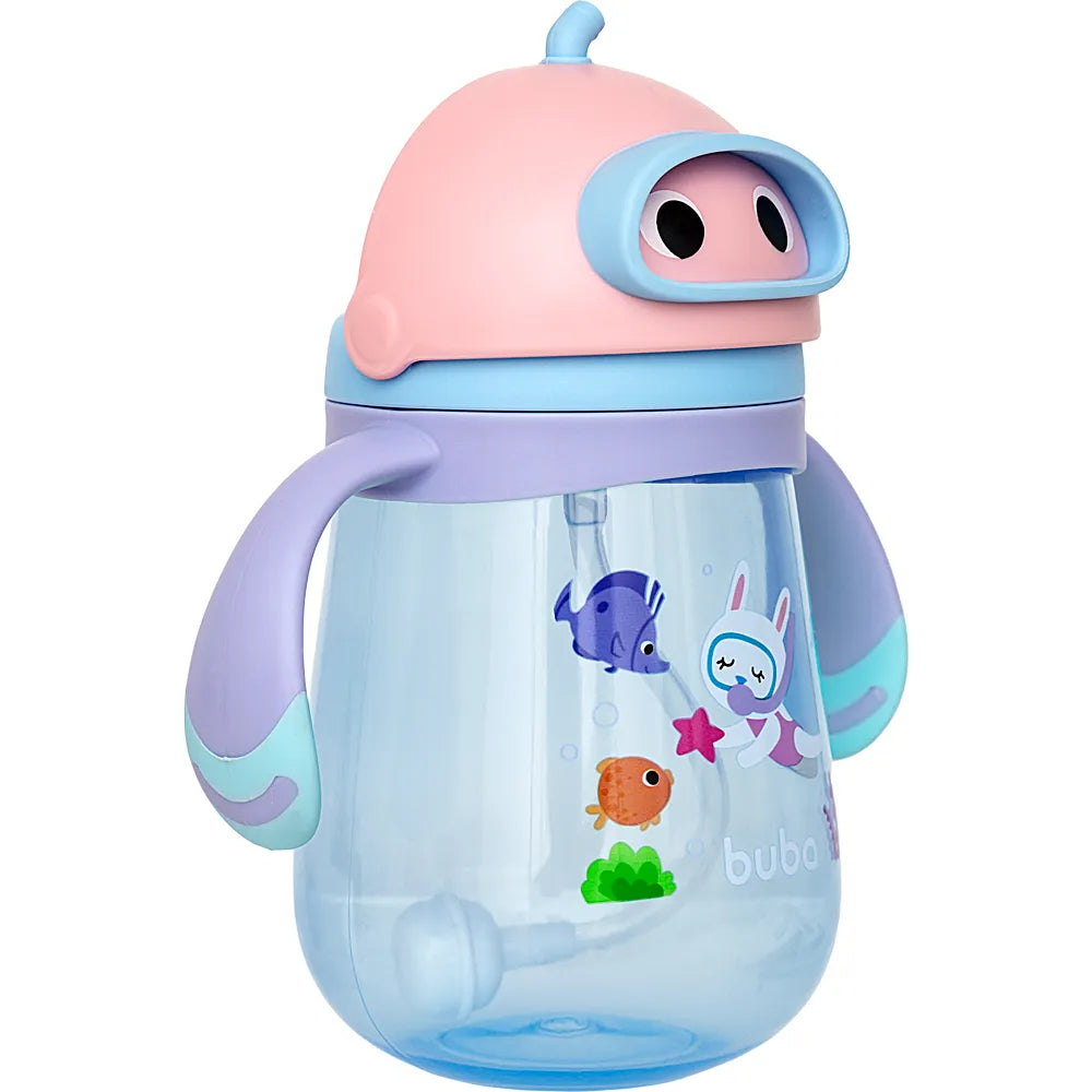 Copo Infantil Buba Mergulho 300 ml com Canudo de Silicone e Alça +12 Meses