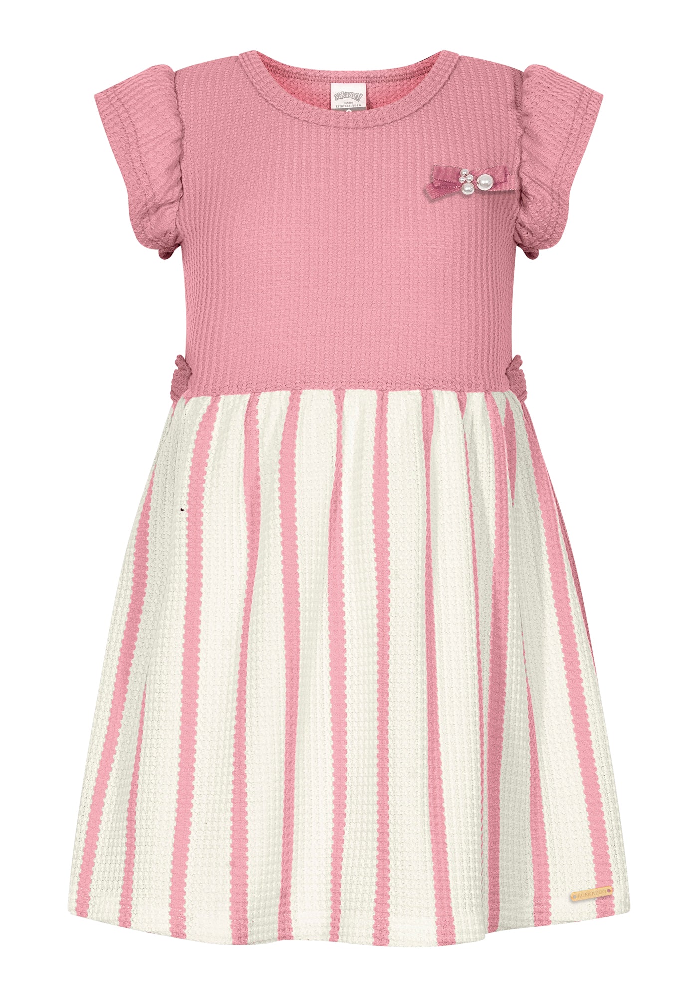 Vestido Infantil Alakazoo Listrado Malha Crochê Imperial