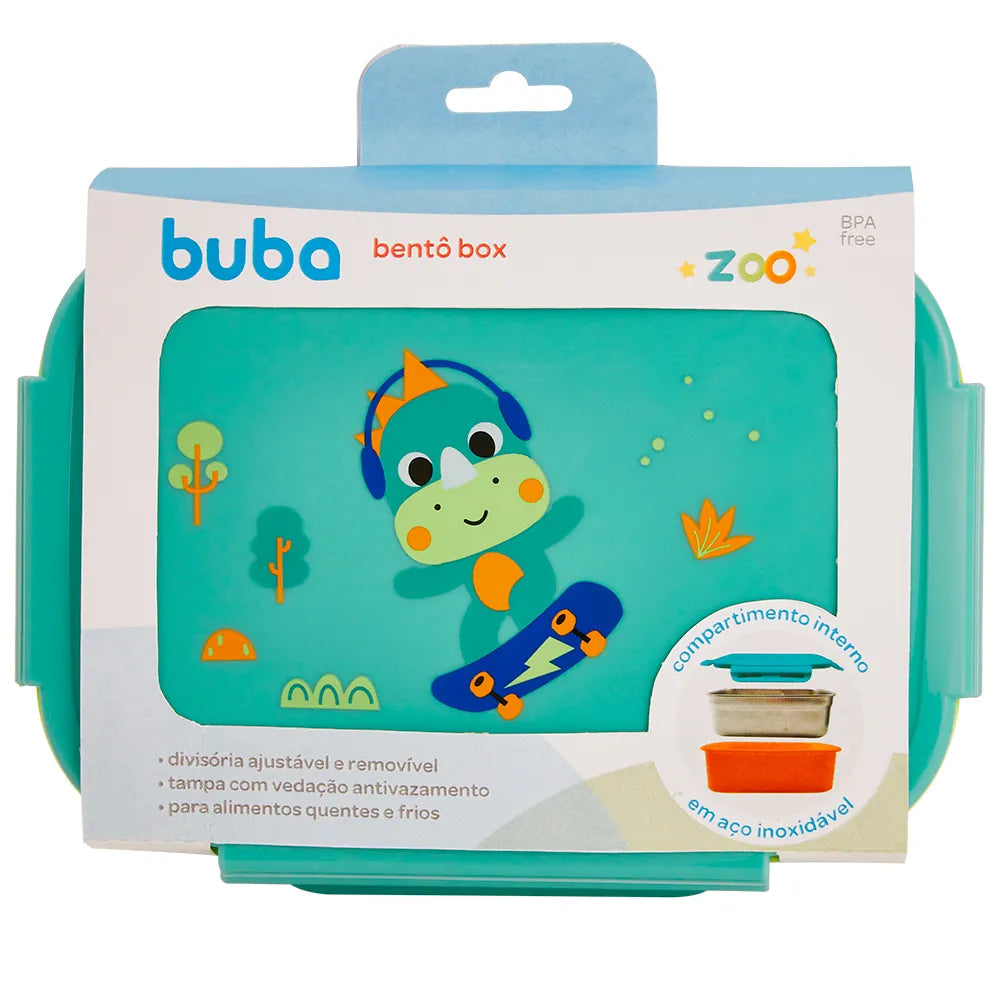 Pote Bentô Box Buba Zoo 600 ml em Aço Inox com Divisória