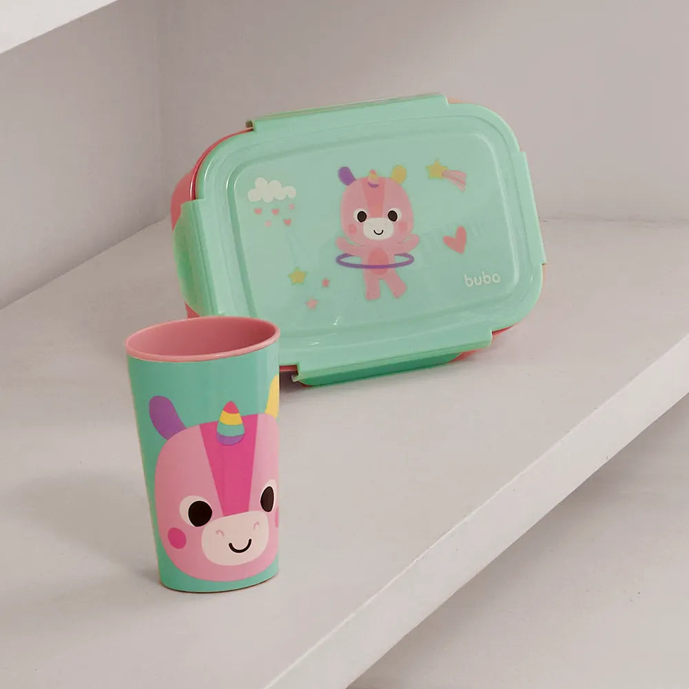 Pote Bentô Box Buba Zoo 600 ml em Aço Inox com Divisória