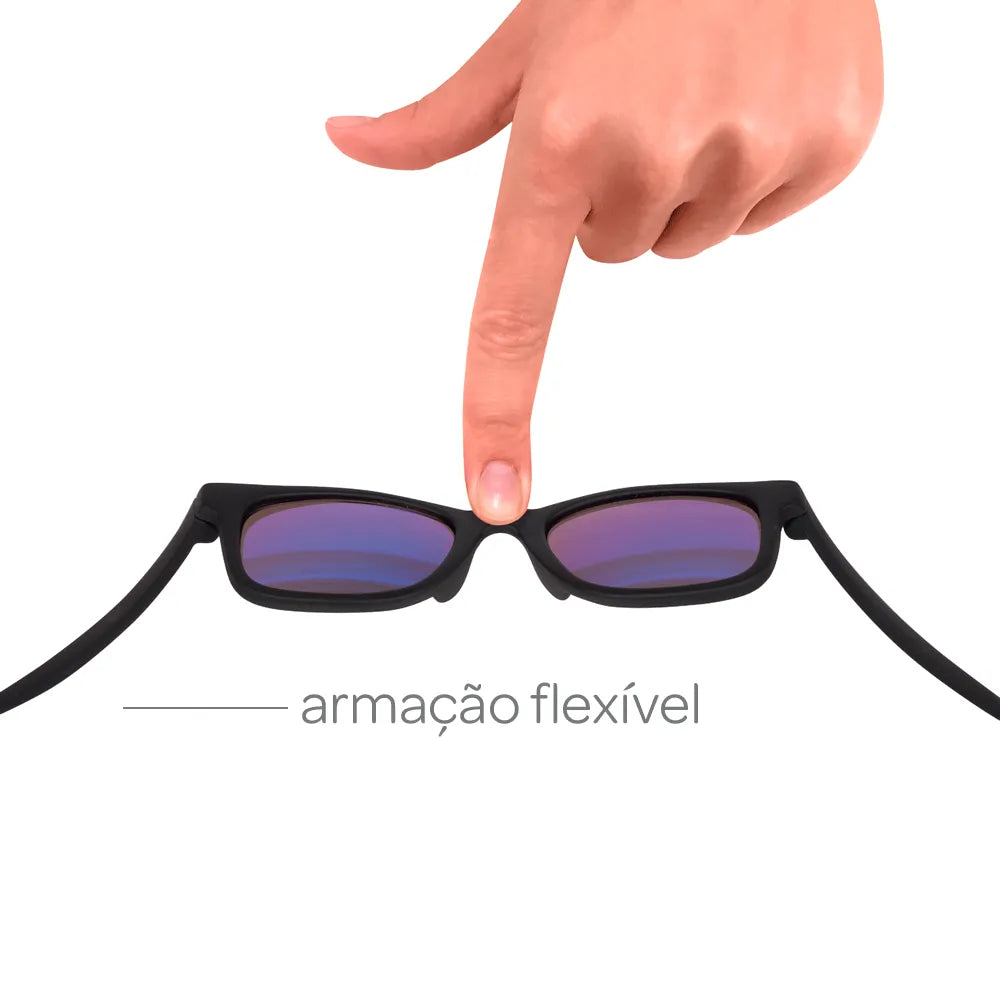 Óculos de Sol Infantil Buba Preto com Armação Flexível e Proteção UVA/UVB