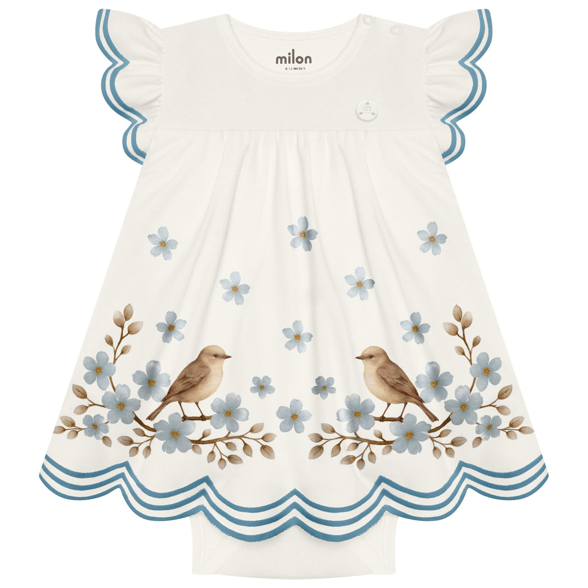 Vestibody Infantil Bebê Milon Pássaro no Jardim
