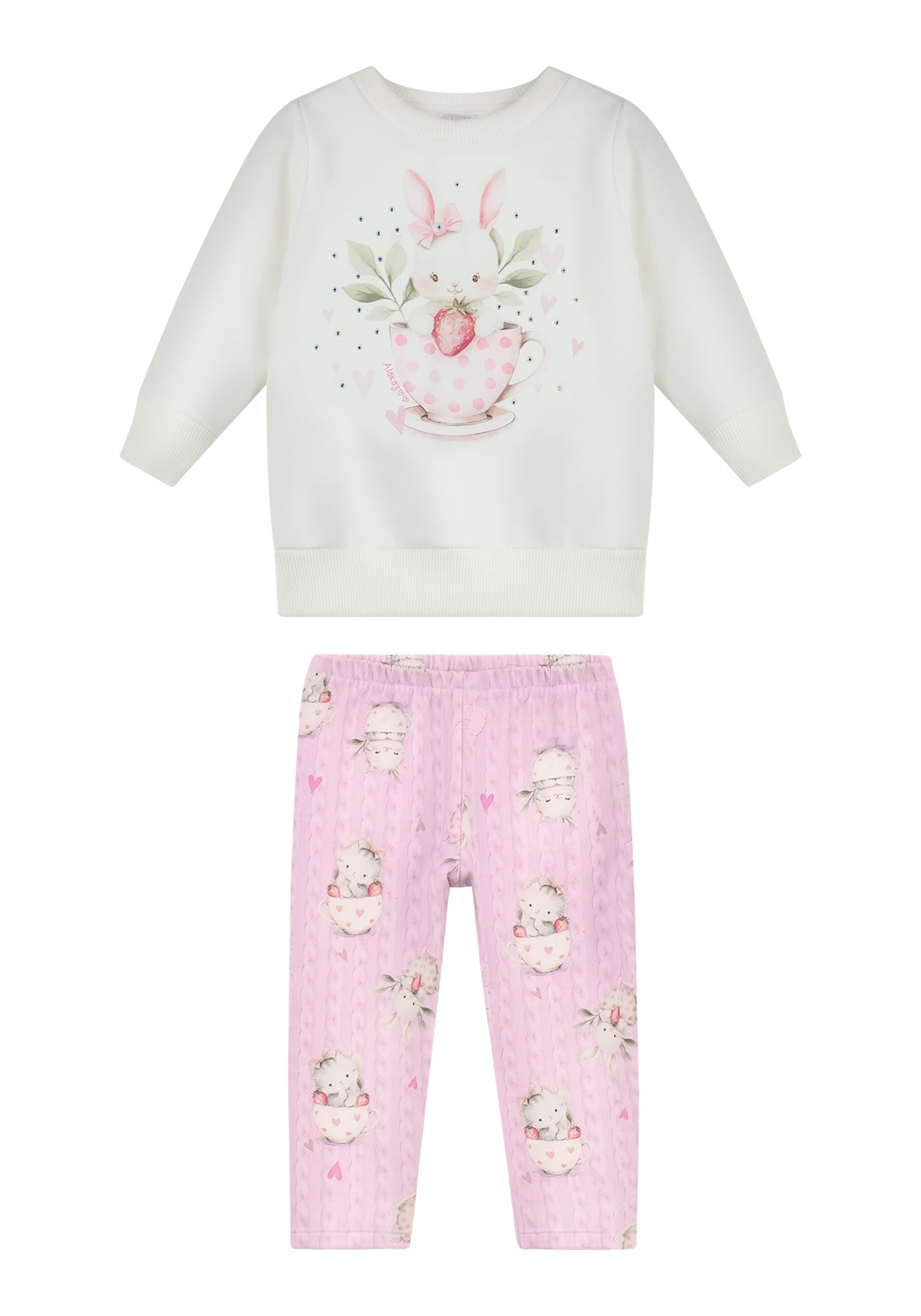 Conjunto Infantil Feminino Alakazoo Manga Longa em Moletinho Soft