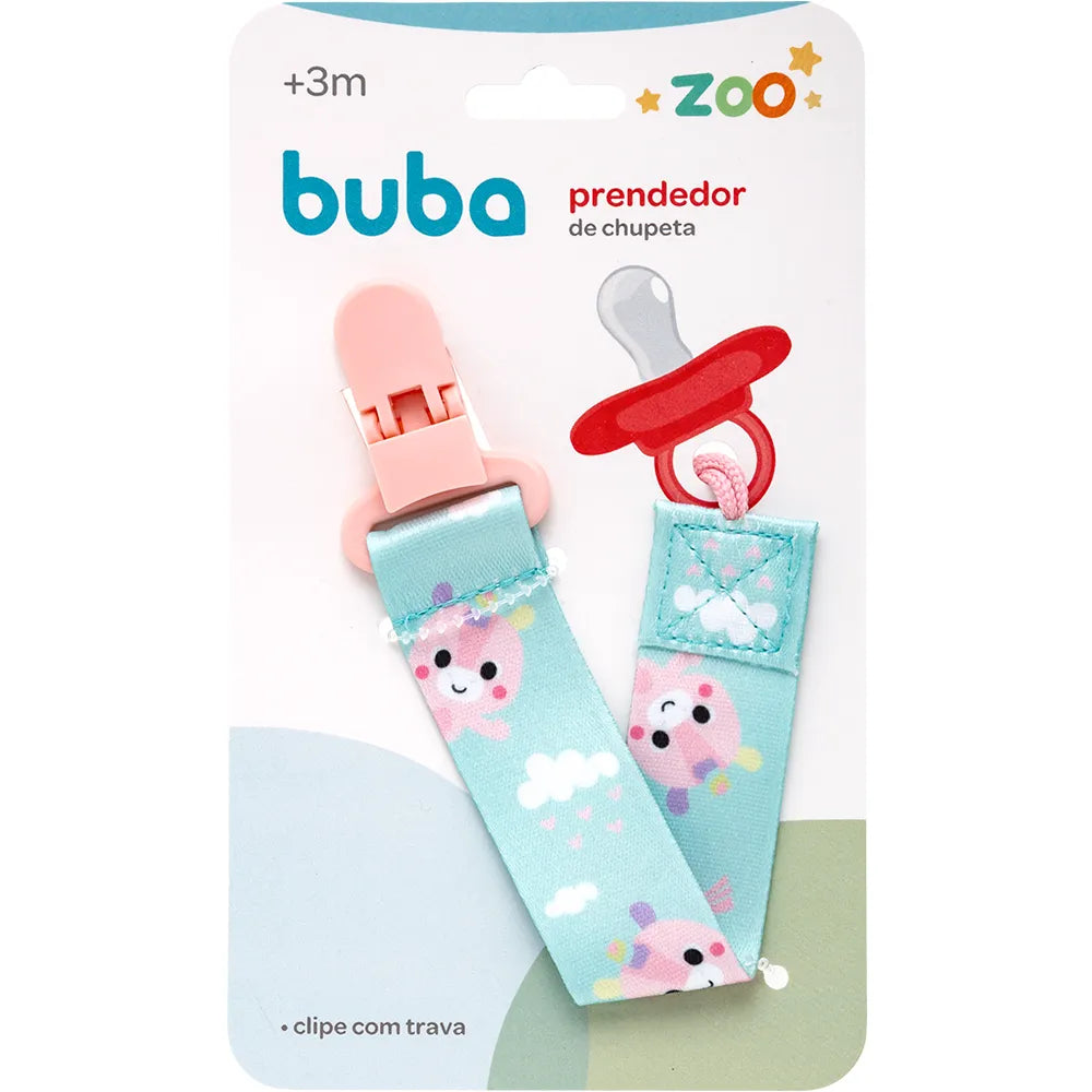 Prendedor de Chupeta Infantil Buba Zoo +3M Livre de BPA