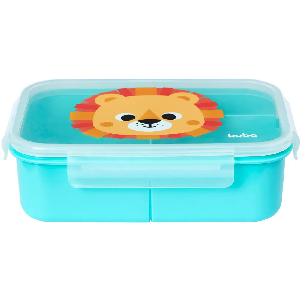 Marmita Lunchbox Buba Zoo Leão 1000 ml com Divisórias e Fechamento Hermético