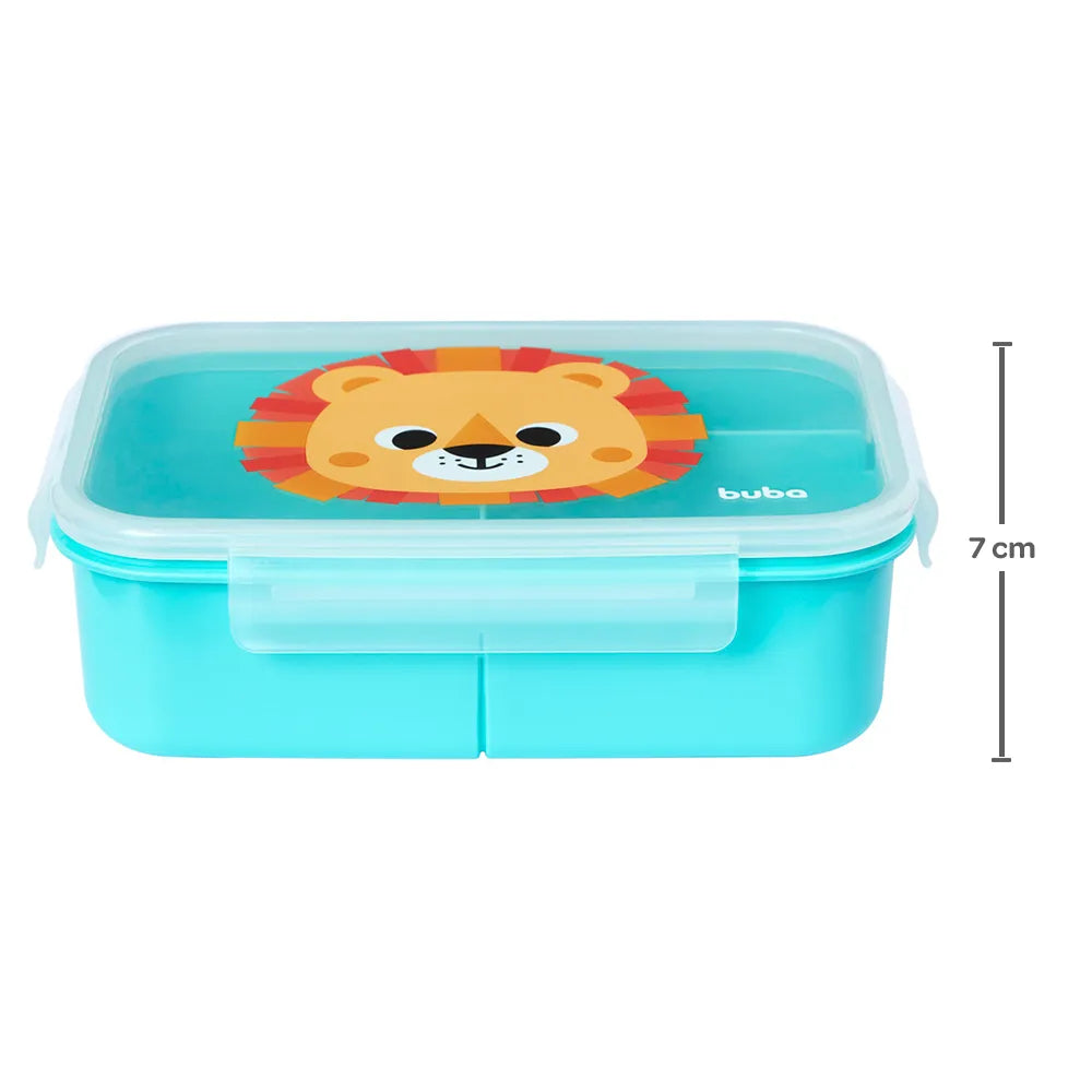 Marmita Lunchbox Buba Zoo Leão 1000 ml com Divisórias e Fechamento Hermético