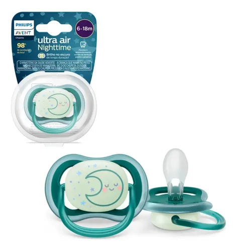 Chupeta Avent Ultra Air Nighttime Verde 6-18M