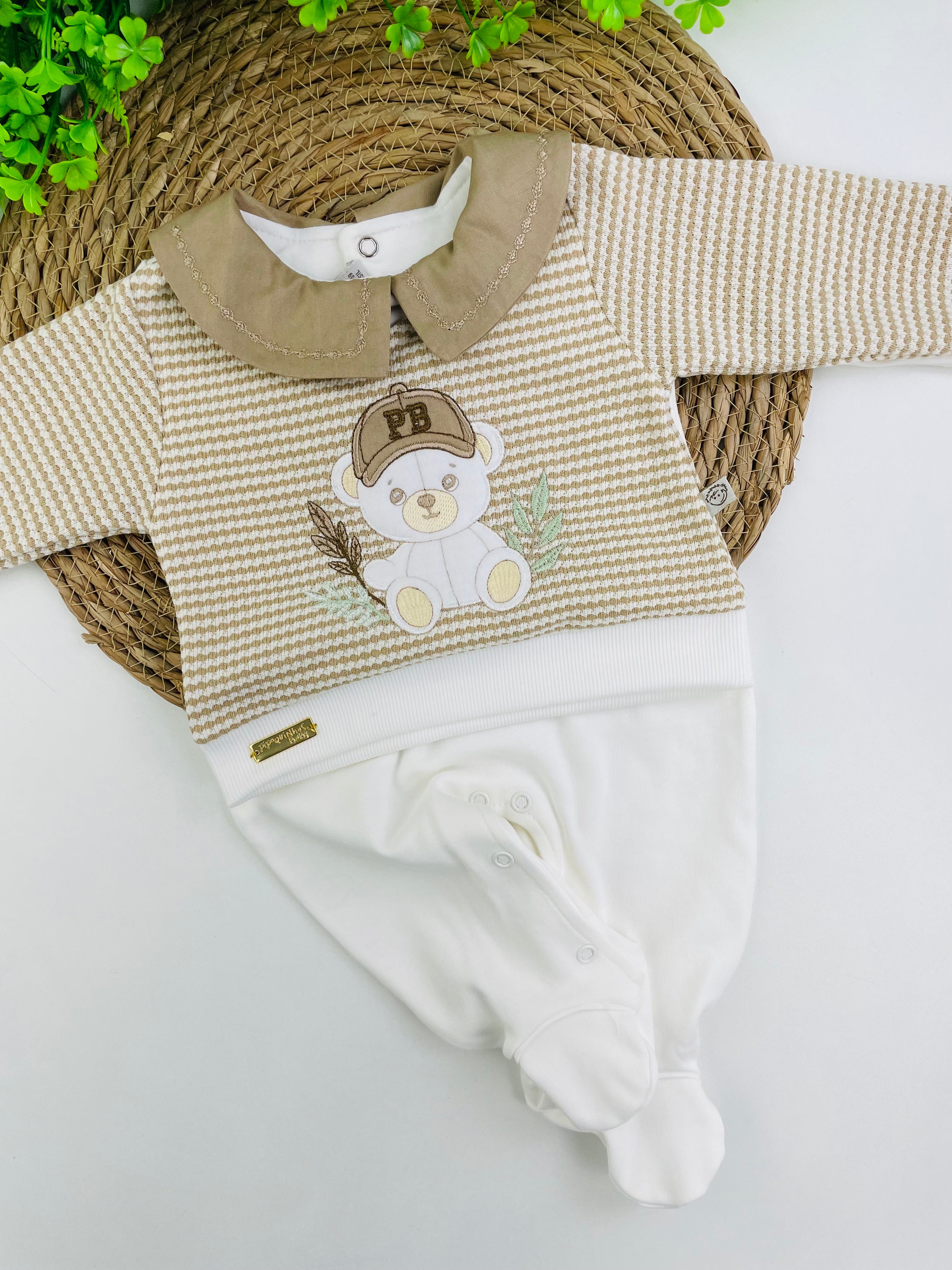 Saida De Maternidade Pipoquinhas Baby Urso Boné 5 Peças