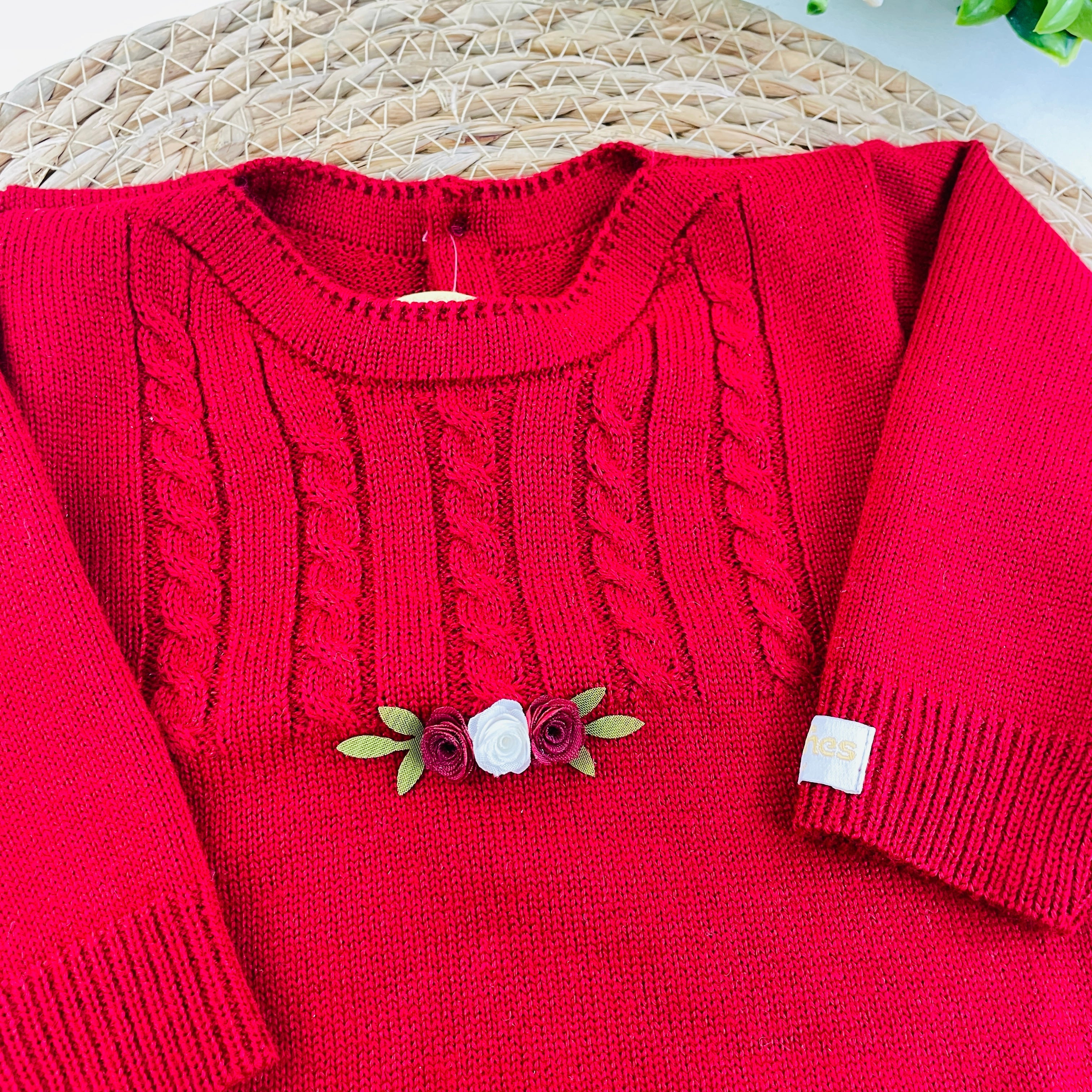 Saida De Maternidade Macacão Sanches Baby Trama E Florzinhas Em Tricot 5 Peças