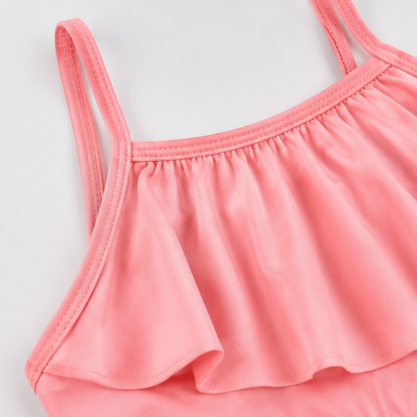 Conjunto Biquíni Infantil Feminino Kamylus Tchibum Babado Liso Proteção UV 50+ Dri-Fit