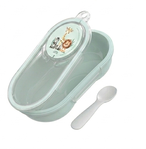 Porta Papinha Infantil Plasútil com Trava de Segurança e Colher 320ml