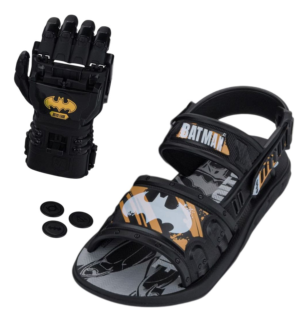 Sandália Papete Infantil Masculino Grendene Kids Liga da Justiça Batman Super Herói Com Luva