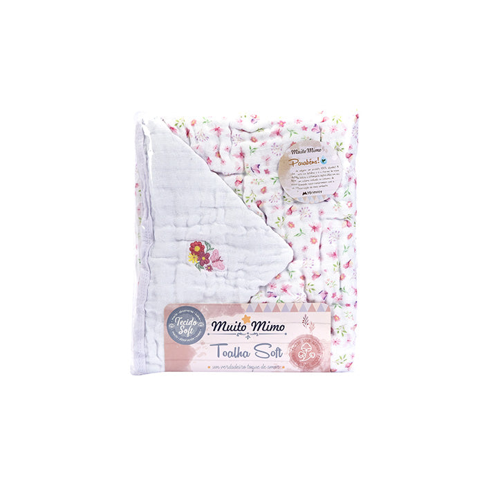 Toalhão Infantil Soft Muito Mimo com Capuz Bordado 80x100cm