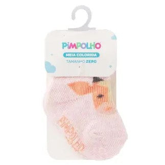 Meia Cano Alto Zero Feminina Pimpolho Colorida para Bebê
