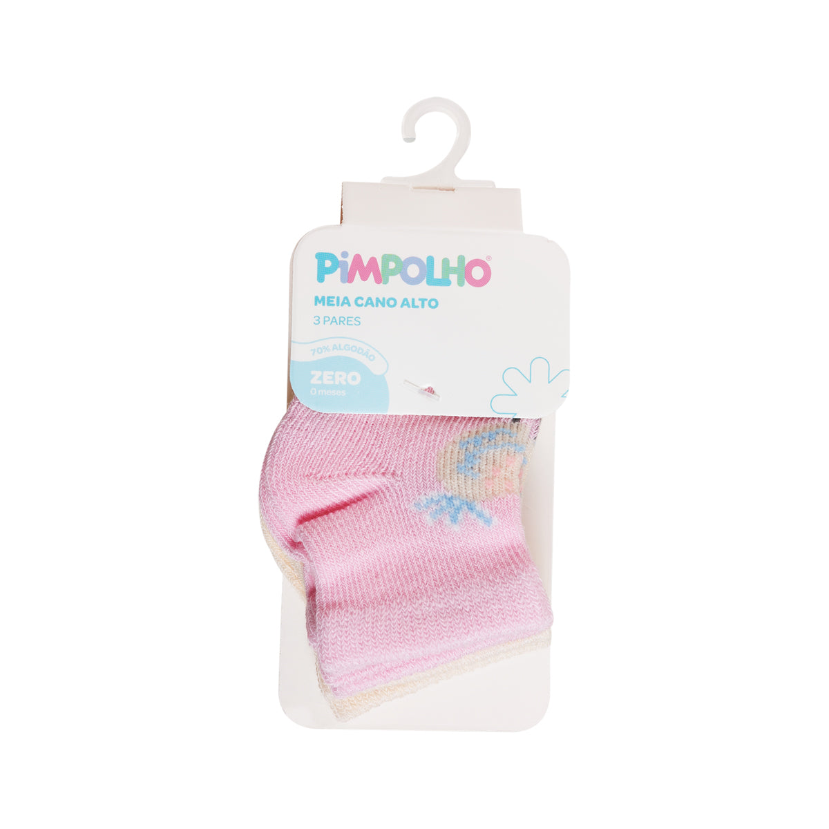Kit Meia Infantil Feminina Pimpolho Colorida RN / Prematuro - Conforto e Proteção com 3 Pares