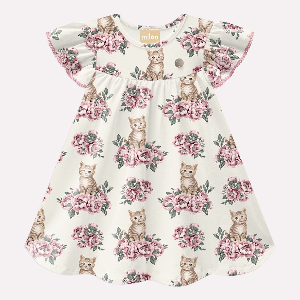 Vestido Milon Gatinho e Flores