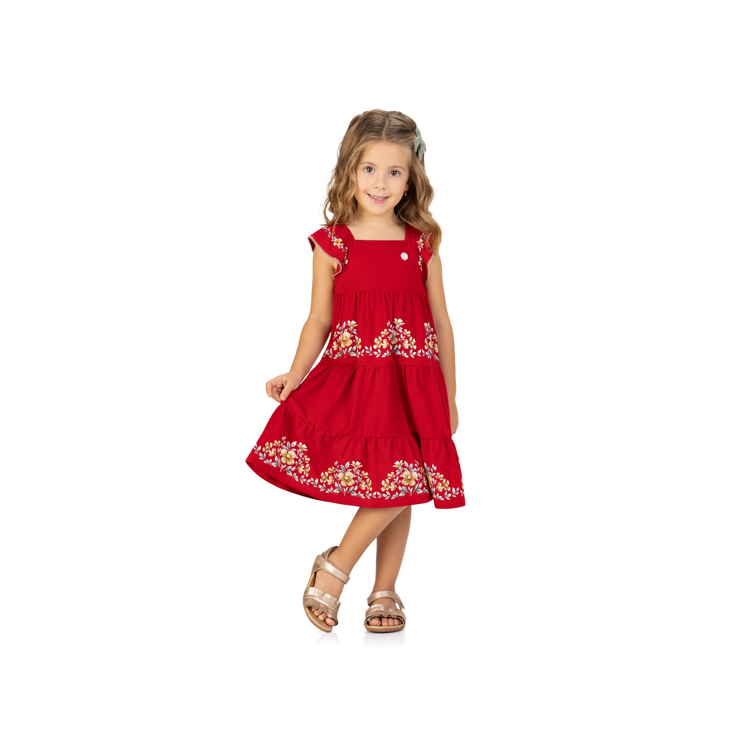 Vestido Infantil Milon Floral com Babados