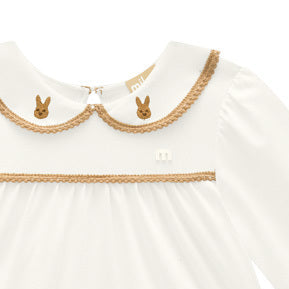 Vestido Infantil Milon Manga Longa Estampa Coelhinhos e Flores