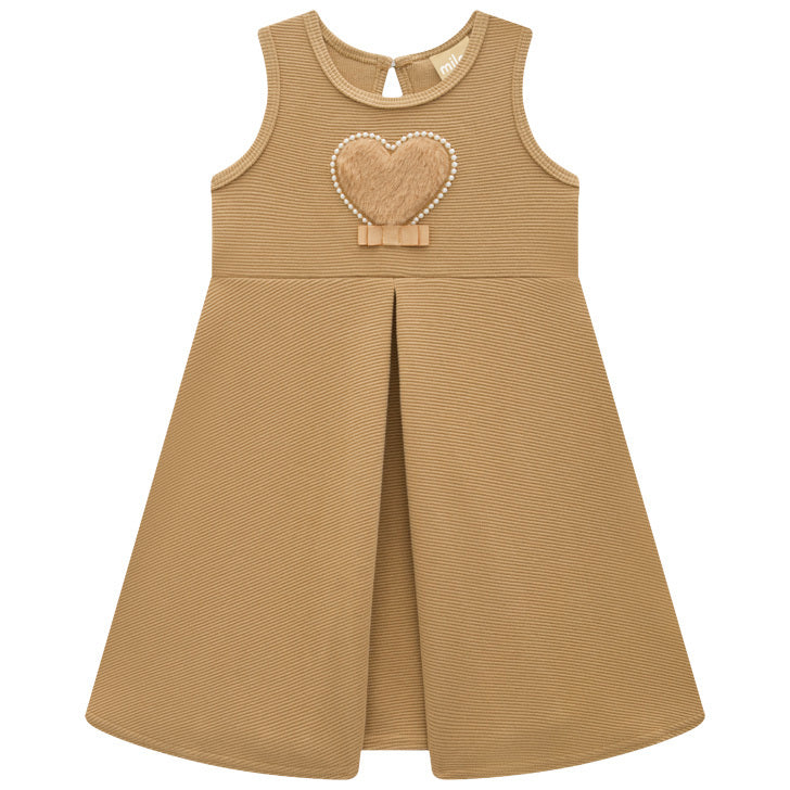 Conjunto Infantil Feminino Milon Vestido Canelado e Bolero de Pelúcia