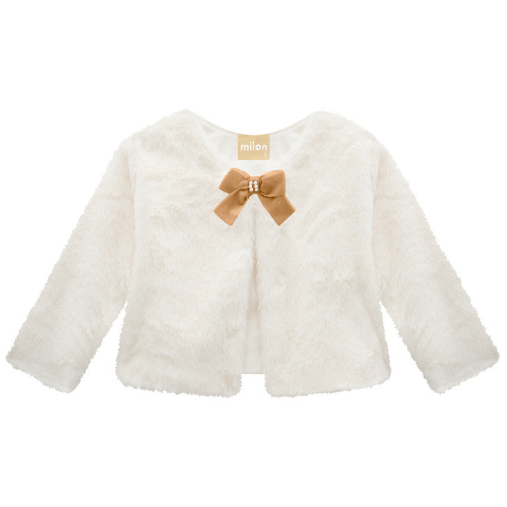 Conjunto Infantil Feminino Milon Vestido Canelado e Bolero de Pelúcia