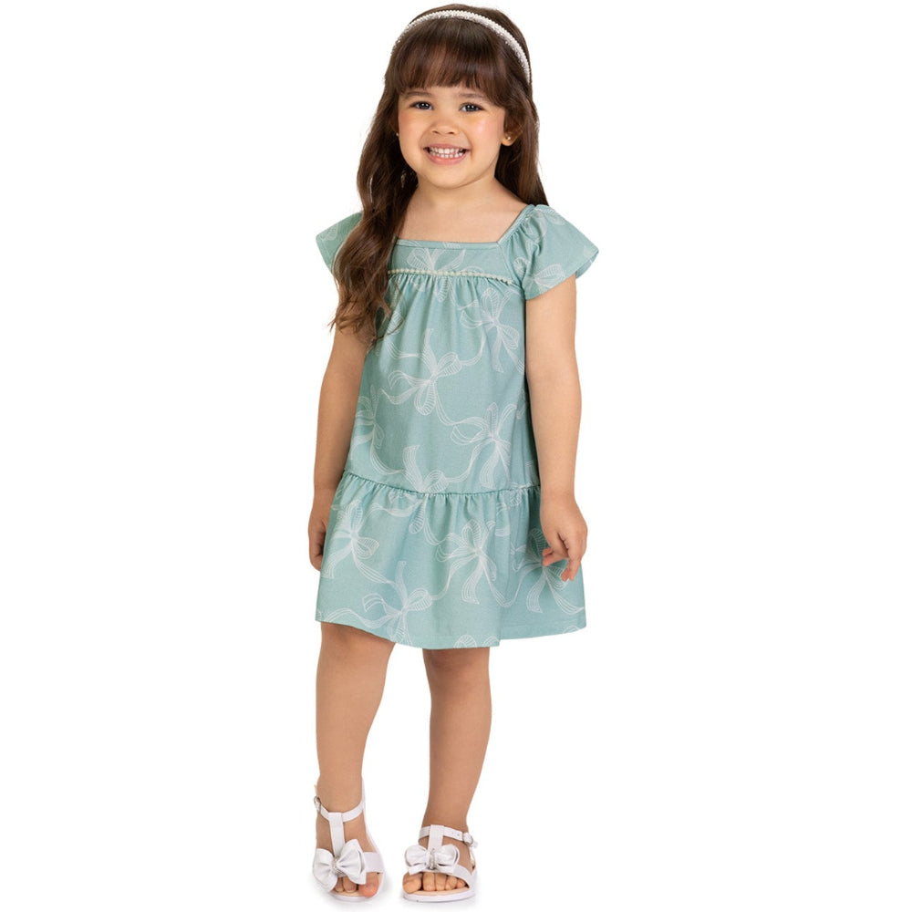 Vestido Infantil Milon Laços e Pérolas Elegante