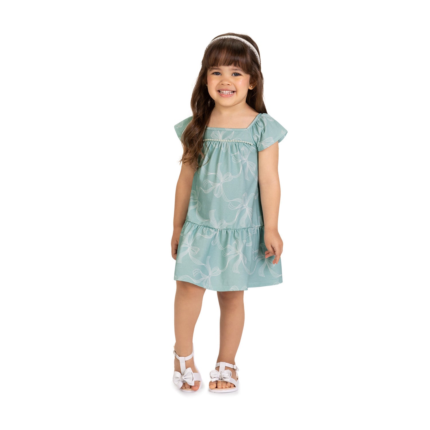 Vestido Infantil Milon Laços e Pérolas Elegante