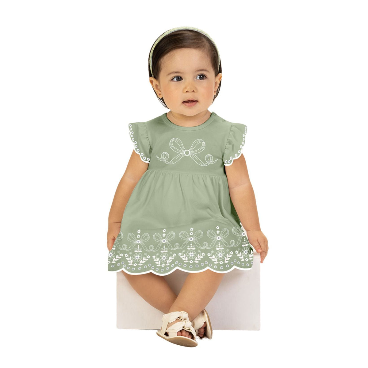 Vestibody Milon Bebê Feminino Lacinho e Bordado