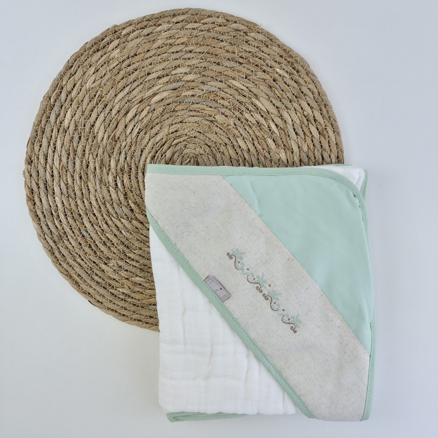 Toalha Soft Loupiot Nature Bordada 85 X85 Cm