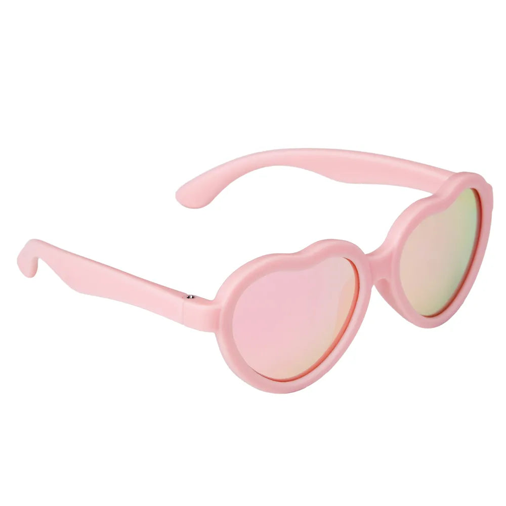 Óculos de Sol Infantil Buba Rosa Coração com Armação Flexível e Proteção UVA/UVB